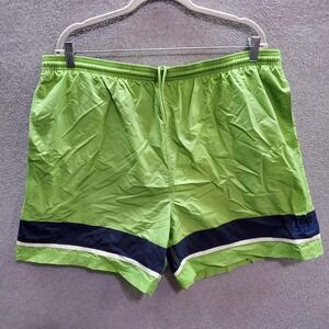 Nautica Surf Men Swimwear XL Green Colorblock Trunks Drawstring Pocket 6" Inseam